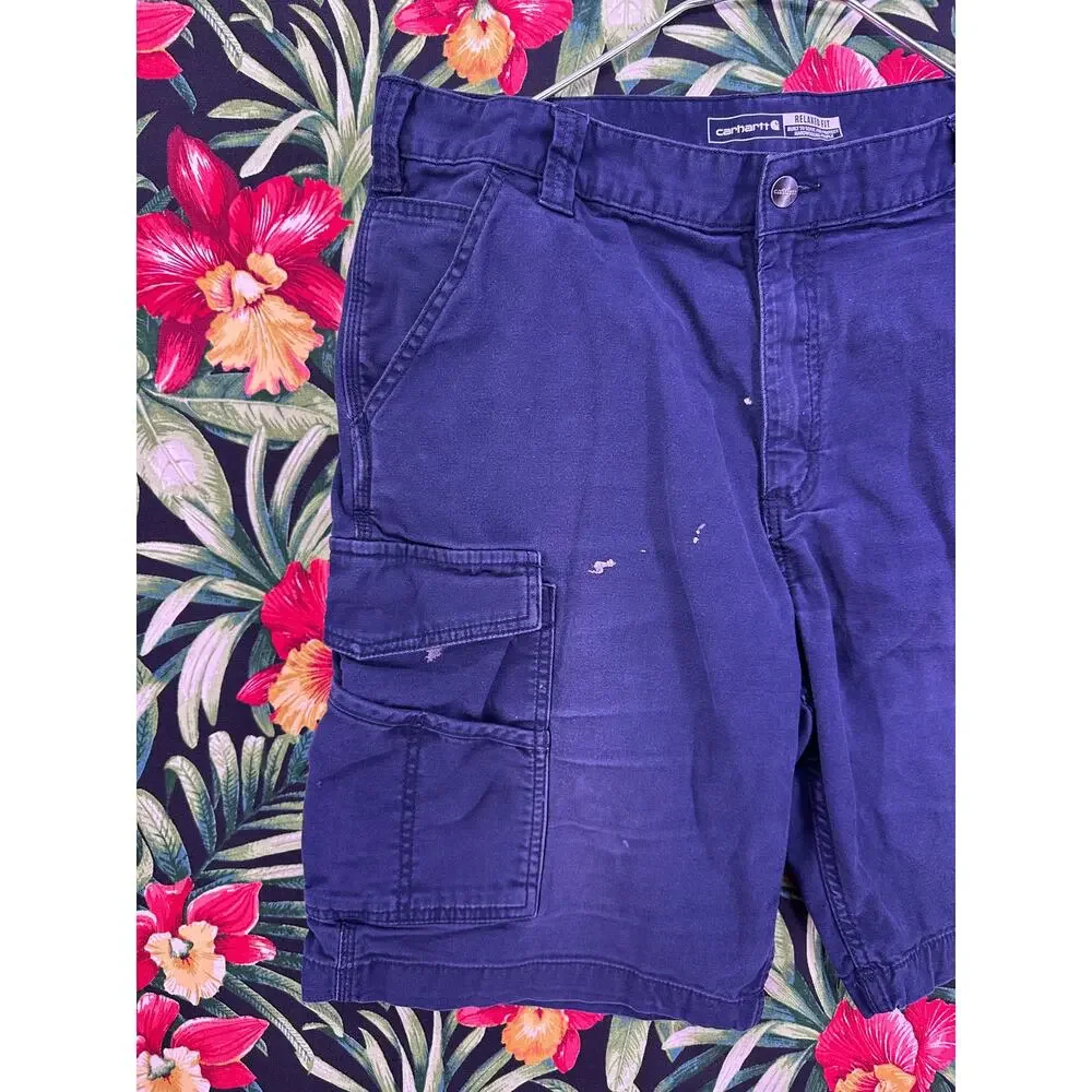 Carhartt Navy Cargo Shorts Stained Size 38